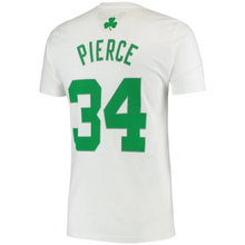 Load image into Gallery viewer, Men&#39;s Mitchell &amp; Ness Paul Pierce White Boston Celtics Hardwood Classics Stitch Name &amp; Number T-Shirt