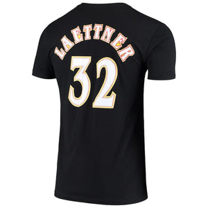 Men's Mitchell & Ness Christian Laettner Black Atlanta Hawks Hardwood Classics Name & Number T-Shirt