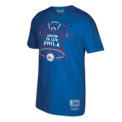 Men's Mitchell & Ness Royal Philadelphia 76ers Hardwood Classics Phila Bell Hometown T-Shirt