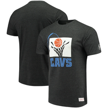 Load image into Gallery viewer, Men&#39;s Mitchell &amp; Ness Heathered Black Cleveland Cavaliers Hardwood Classics Throwback Logo Tri-Blend T-Shirt