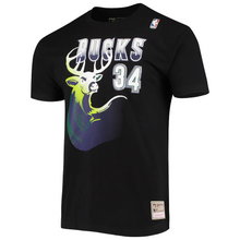 Load image into Gallery viewer, Men&#39;s Mitchell &amp; Ness Ray Allen Black Milwaukee Bucks Hardwood Classics Stitch Name &amp; Number T-Shirt