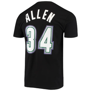 Men's Mitchell & Ness Ray Allen Black Milwaukee Bucks Hardwood Classics Stitch Name & Number T-Shirt