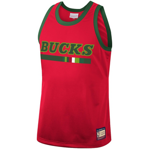 Men's Mitchell & Ness Red Milwaukee Bucks Hardwood Classics Team Heritage Fashion Jersey
