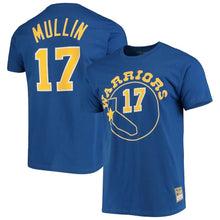 Load image into Gallery viewer, Men&#39;s Mitchell &amp; Ness Chris Mullin Royal Golden State Warriors Hardwood Classics Name &amp; Number Team T-Shirt