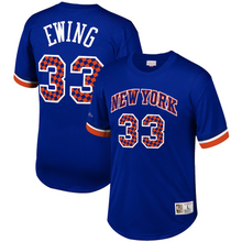 Load image into Gallery viewer, Men&#39;s Mitchell &amp; Ness Patrick Ewing Blue New York Knicks Player Name &amp; Number T-Shirt
