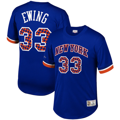 Men's Mitchell & Ness Patrick Ewing Blue New York Knicks Player Name & Number T-Shirt