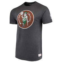 Load image into Gallery viewer, Men&#39;s Mitchell &amp; Ness Heathered Black Boston Celtics Hardwood Classics Throwback Logo Tri-Blend T-Shirt