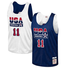 Load image into Gallery viewer, Men&#39;s Mitchell &amp; Ness Karl Malone Navy USA Basketball Training 1992 Dream Team Authentic Reversible Practice Jersey