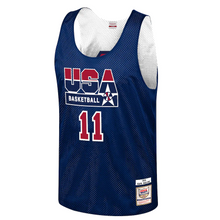 Load image into Gallery viewer, Men&#39;s Mitchell &amp; Ness Karl Malone Navy USA Basketball Training 1992 Dream Team Authentic Reversible Practice Jersey