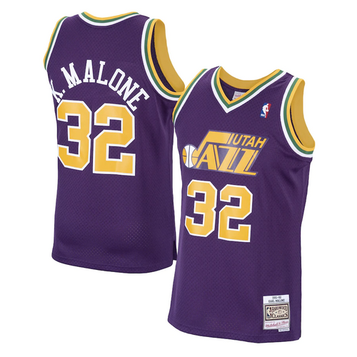 Utah Jazz Karl Malone Hardwood Classics Road Swingman Jersey by Mitchell & Ness - Mens